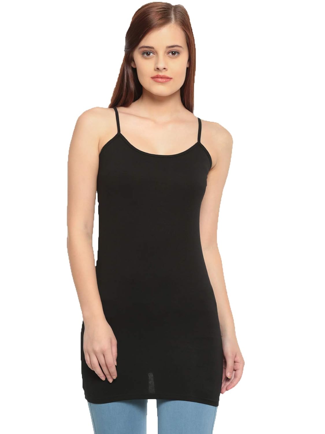 de moza womens cotton long spaghetti black