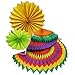 OVEE LANDO 2 Set of 6 Vibrant Bright Colors Hanging Paper Fans Rosettes Party Decoration 8