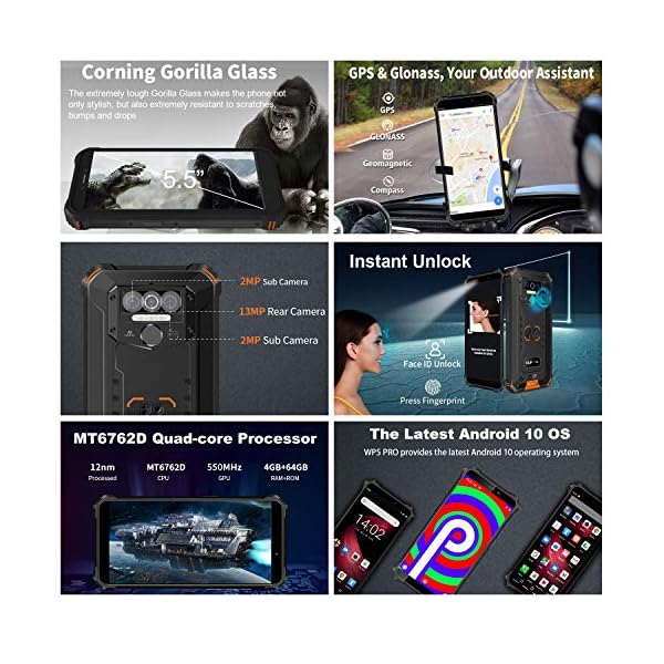 OUKITEL-WP5-Pro-Rugged-Smartphones-4G-Dual-SIM-IP68-Unlocked-Mobile-Phones-Waterproof-4GB-64GB-8000mAh-Battery-Android-10-Phones-55-inches-Triple-Camera-Face-ID-GPS-Orange OUKITEL WP5 Pro Rugged Smartphones, 4G Dual SIM IP68 Unlocked Mobile Phones Waterproof, 4GB 64GB 8000mAh Battery…