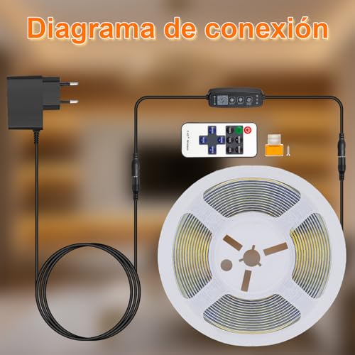 Gliztech COB LED Strip, 2700K LED Cob Dimmer CRI90+, with APP and Remote Control, This COB LED Strip is ideal for indoor lighting in bedrooms, living rooms, kitchens and more (15m)