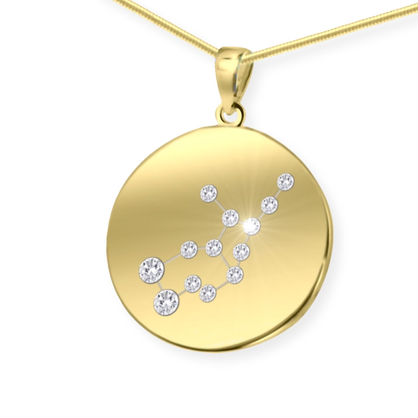 STERLL Gold Plated Snake Chain Necklace With Virgo Zodiac Pendant In 925 Silver