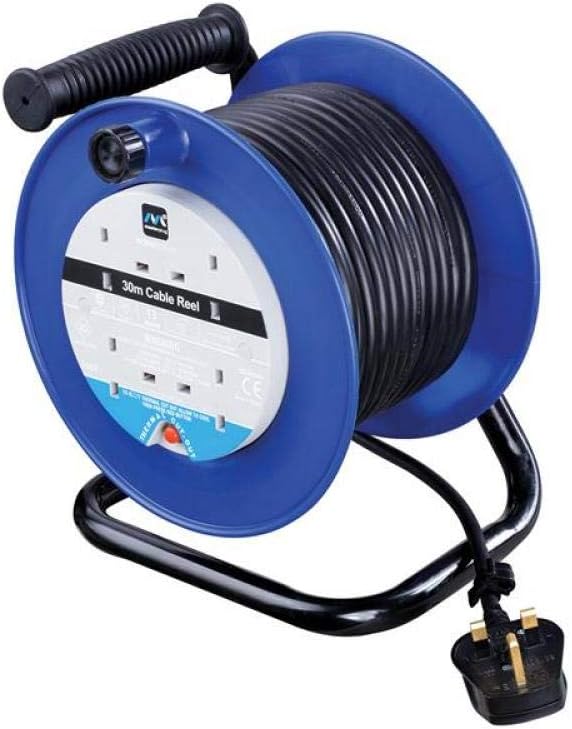 Masterplug Four Socket 30m Open Cable Reel Heavy Duty with Thermal Cut-Out