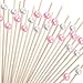 Blulu 200 Pieces Cocktail Picks 4.7 Inch Fruit Sticks Pearl Bamboo Toothpicks for Wedding Birthday Party Supplies (White and Pink)