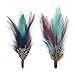 Zucker - Hat Feather Trims - Roaring 20s Flapper Style Feather Pick - Costume - Cosplay - Millinery - Floral Arrangements - Dark Aqua/Plum/Natural - Pheasant Hackle Feather