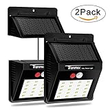 Outdoor Solar Lights, Motion Sensor Lights With 20 LED, Solar Step Wall Light Lamps 2 Pack for Front Door, Garden,Yard