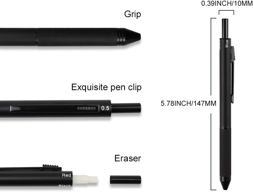 Smttw Pen Multi-Color Mechanical ball, Blue and Red ball, 0.5mm Mechanical Pencil (Black) - Image 3