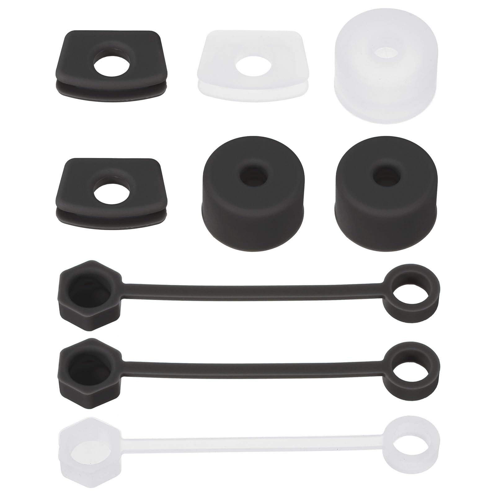PATIKIL Silicone Spill Stopper for Straw Cup 1.0 2.0 40oz/ 30oz, Set of 9 Tumbler Accessories Including 3 Straw Cover Cap, 3 Square Spill Stopper and 3 Round Leak Stopper, Clear/Black