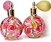 Large Glass Empty Perfume Bottle Atomizer with Sprayer Bulb and Painted Pink Roses