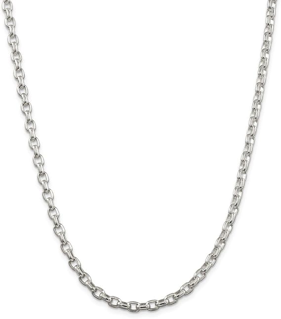 Sterling Silver 3.2mm Oval Rolo Necklace Amazon.co.uk Jewellery