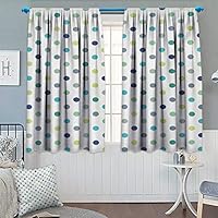 Anhounine Polkadot,Blackout Curtain,Polka Dots Retro Classy Vintage Fabric Pattern Design Style,Customized Curtains,Apple Green Dark Blue Jade Green,W55 x L45 inch