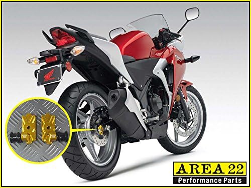 Area 22 CNC Gold Swingarm Bobbin Adapters/Mounts compatible with Honda CBR250R CBR300R