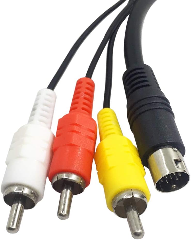 AFUNTA 6 Feet Standard AV Cable RCA Connection Cord Compatible Sega Genesis 2 & 3: Computers & Accessories