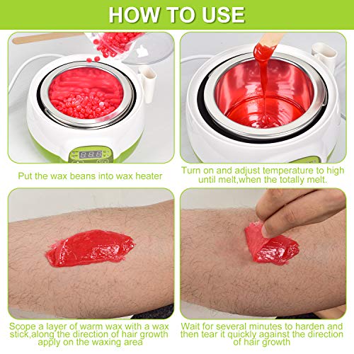 DeveSouth 17oz Green Wax Warmer Machine Hair Removal Kit Digital Display Waxing Bean Device (SD-351)