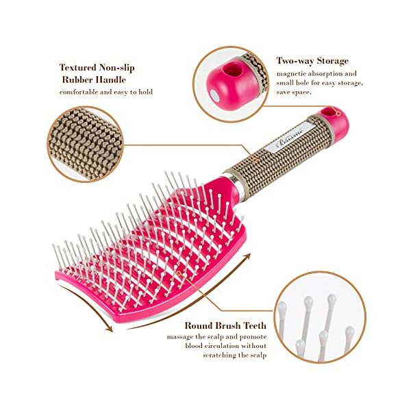 Curved-Vent-Brush-and-Hair-Detangler-Professional-Styling-Hair-Brush-for-Men-Women-Vented-Hair-Brushes-for-Faster-Blow-Drying-Suitable-for-Long-Thick-Curly-Wet-Hair-Rosy Curved Vent Brush and Hair Detangler, Professional Styling Hair Brush for Men Women, Vented Hair Brushes for Faster Blow…