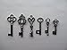 Salome Idea Skeleton Key Charm Set in Gunmetal Black (48 Charms) 6 Styles – Vintage Style Key Charms (Black Color)