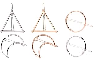 6 Pcs/Set Hollow Geometric Metal Hairpin Hair Clip Clamps,Circle, Triangle and Moon Hair Pin Set Hairpin 6 Moon + Triangle + 