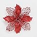 DERVONUNS Poinsettia Christmas Decorations Christmas Flowers Glitter Christmas Tree Decorations and Ornaments (12 Pack)(Red)