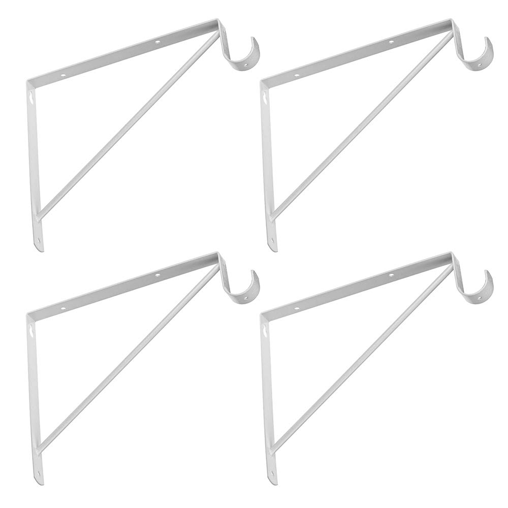 Photo 1 of Dewell 4 Pcs Shelf and Rod Brackets, Wall Mounted Shelf Supports White,SRB300