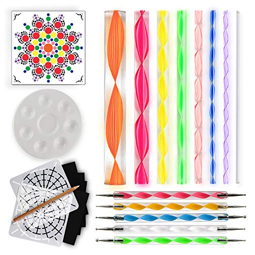 Mandala Dotting Tools for Painting Rocks - Plus Stencil