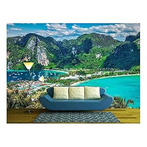 Green Tropical Island - Removable Wall Mural | Self-Adhesive Large Wallpaper - 66x96 inches