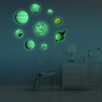 Amazon Com Luminous Wall Stickers 9 Planet Solar System