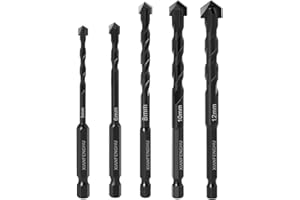 XIANFENGHU Masonry Drill Bits Set 5PCS, Carbide Drill Bit Set for Thin Metal, Stone, Marble, Wood, Brick, Ceramic, Stone, Iro