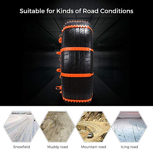AUTOLOVER Anti Snow Chains of Car, 10pcs Universal Winter Car Tyre Anti-Skid Snow Chains for car SUV Truck,Car Security Chains