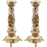 Jeweled Ivory Shabbat Candlestick Holders