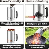 BEAU JARDIN Chimney Starter Heavy Duty Galvanised Steel 28cm Charcoal BBQ Grill view 10