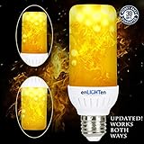 LED Flame Effect Light Bulb {} Downward and Upward Fire Flickering Simulation Indoor Outdoor Lightbulb Standard E26 Socket, Cool Interior Exterior, Holiday, Home Décor (1 Pack)