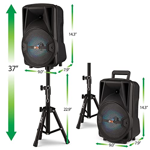 PBX800TWS 8Inch Bluetooth Stereo PA System comes with 2x 8" Speakers and 2x Stands, 2x