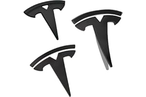 Rongxu auto Tesla Model 3 Logo Cover Sticker Front Trunk/Rear Trunk Logo Decal Cover 3Pcs/Set, Tesla Model 3 Accessories Emblem Sticker, Matte Black