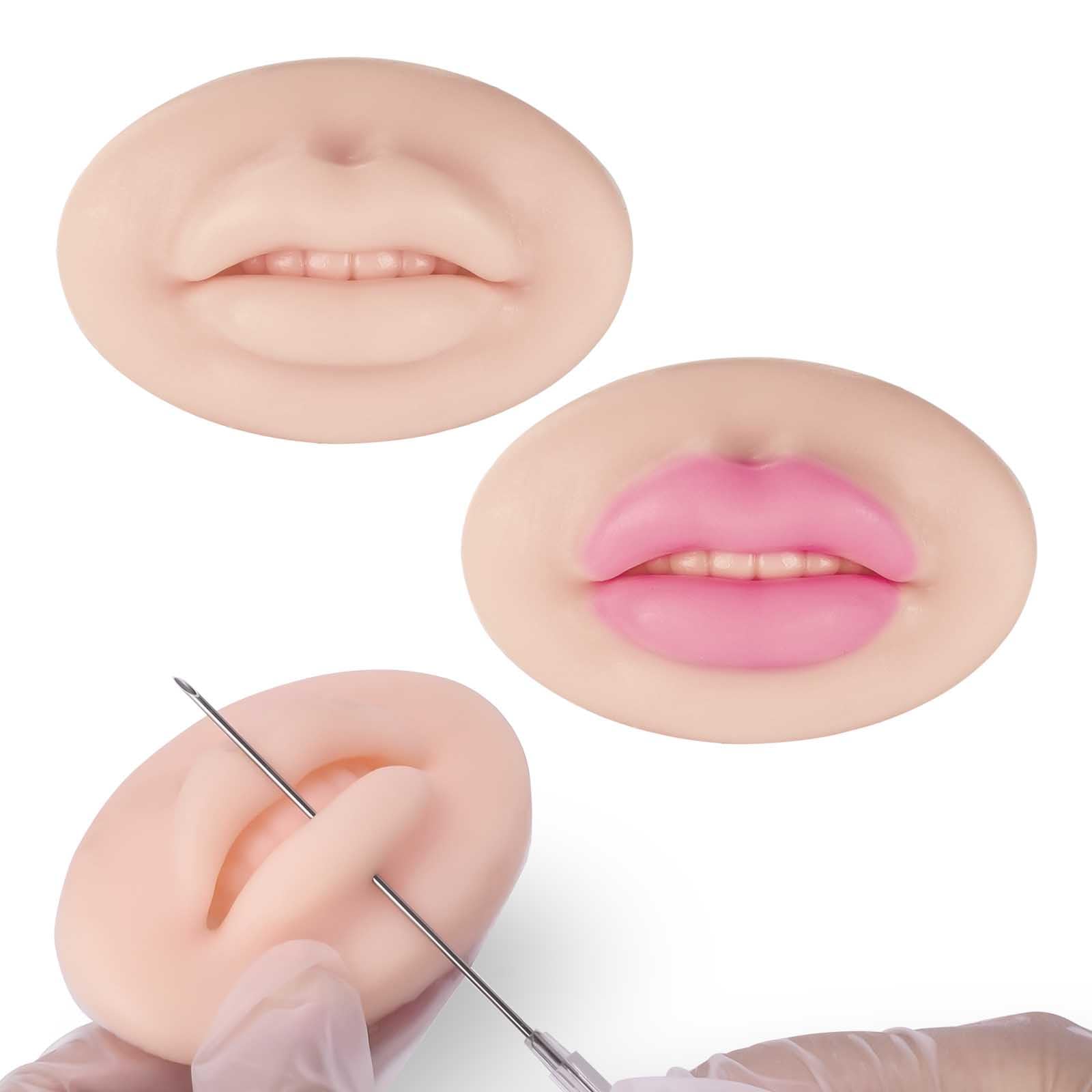 ATOMUS 2pcs Tattoo Practice Silicone Ultra Soft Fake Skin 3D Practice Skin for Microblading Permanent Makeup Lips