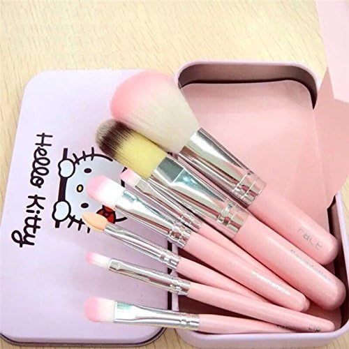 CJB7 Pcs Lovely Hello Kitty Soft Professional Makeup Brush Set with Hard Box (Pink)