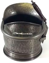 SK Style Large Pewter Helmet Coal Scuttle Bucket Shovel Fireside Log Holder view 3