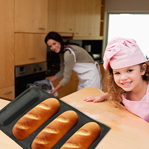 Amzchoice Silicone Non Stick Baking Liners Mat Bread Mold Bread Mould (4 Loaf, Black)