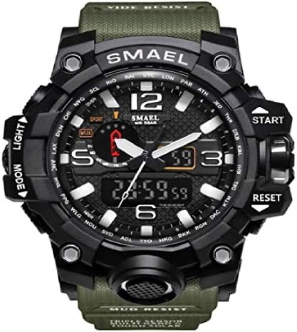 Smael Analogue Digtal Dual Quartz Movement Military Design Water Resistant Sports Men's Watch -1545