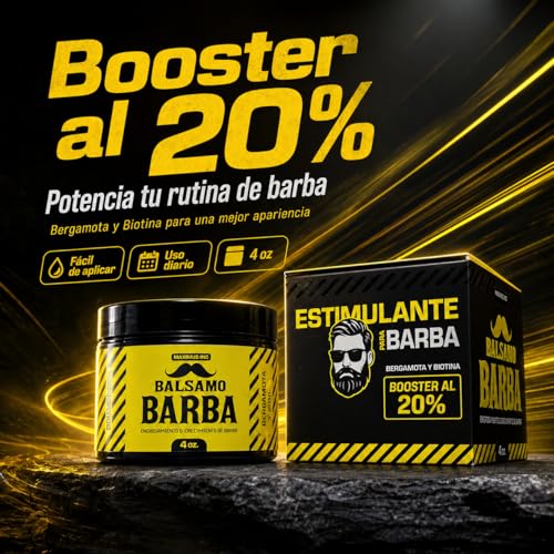 Minoxidil 20%, Biotina y Bergamota para Vello Escaso - Crecimiento y Densidad Estimula y Fortalece tu Barba y Bigote - Rápida Absorción No Irrita - Ingredientes 100% Naturales Biotina