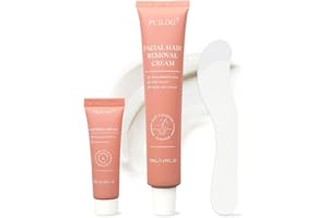 PUILOG Facial Hair Removal Cream Kit for Women – Depilatory & Post Care Soothing Cream, 4 Min Painless & Flawless Face Hair Remover, Gentle Plant Formula for Sensitive Skin