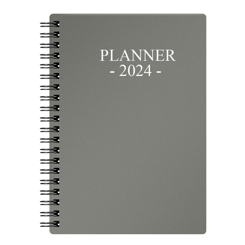 2022 Diary, Weekly Planner with Monthly Tabs, Jan-Dec 2022, Flexible Cover, Twin-Wire Binding, Easy to Organize Your Daily Life, 14×17.5cm, Grey