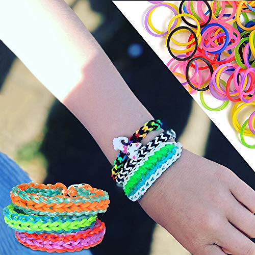 3700+ Rainbow Rubber Bands Glow in The Dark Set Included: 3600+ Premium Quality Loom Bands in 6 Colors + 100 S-Clips + 15 Lovely Charms + 6 Crochet Hooks, No Loom Board Included.