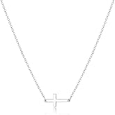 Oskani Cross Necklace for Women 18k White Gold Plated Stainless Steel Cross Choker Necklace Dainty Simple Chain Pendant Necklaces Easter Christian Baptism Religious Faith Jewelry Gift for Her