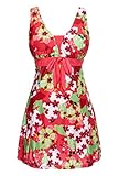 Wantdo Women's Slender Scoop One Piece Support Up Swimsuit Dress Swimwear Dress, US 8-10/Tag 5XL  , Lily Orange