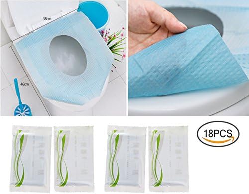 DoTebpa 18 Count Portable and Healthier Disposable Paper Toilet Seat Covers for Travel,Perfect for Purses and Handbags-Blue