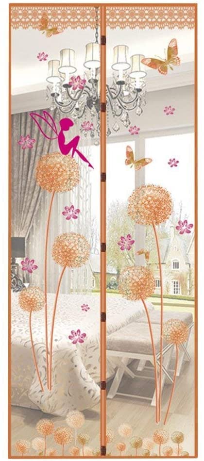 Magnetic Door Screen Fly Screen Door Bug Mesh Curtain High Density Automatically Mesh Door Nets 35" x 83" Easy Install (90 * 210cm, Dandelion-Coffee)
