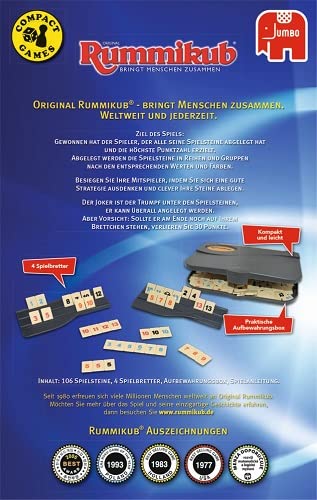 Jumbo Spiele Original Rummikub Kompakt-Spiel - der Spieleklassiker als Reise-Edition - Gesellschaftsspiel für die ganze Familie, JUM03942 2