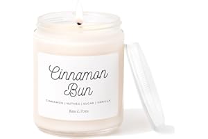 Kim and Pom Cinnamon Bun Candle, Made in Canada, Fall Candles, Soy Wax Candle