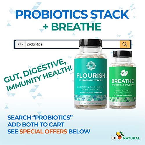Breathe Sinus & Lungs Breathing - Seasonal Nasal Health, Open and Clear Airways, Bronchial Wellness, Healthy Chest - Quercetin, Nettle Leaf, Bromelain Pills - 60 Vegetarian Soft Capsules