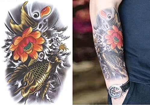 [Tattoo] large size ™ gold carp, lotus flower ™ waterproof tattoo tattoo