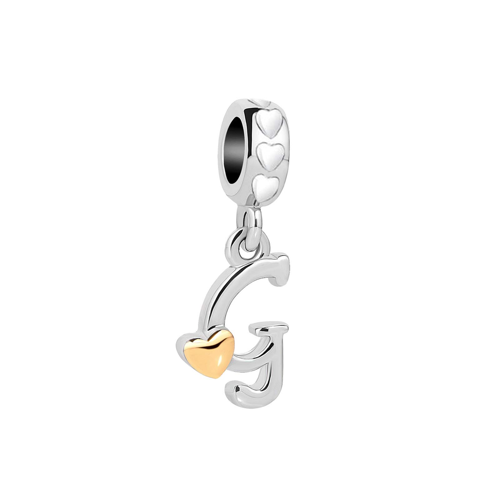 G Initial Letter Name Alphabet Love Heart Dangle Charm fits Pandora Charms Bracelets Birthday Jewellery Gift for Sister Granddaughter Christmas